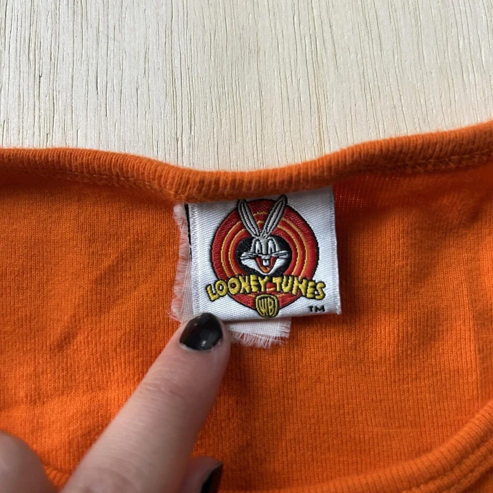 Y2K Looney Tunes Shirt Womens Medium Orange Pepe Le Pew Halloween Got Candy